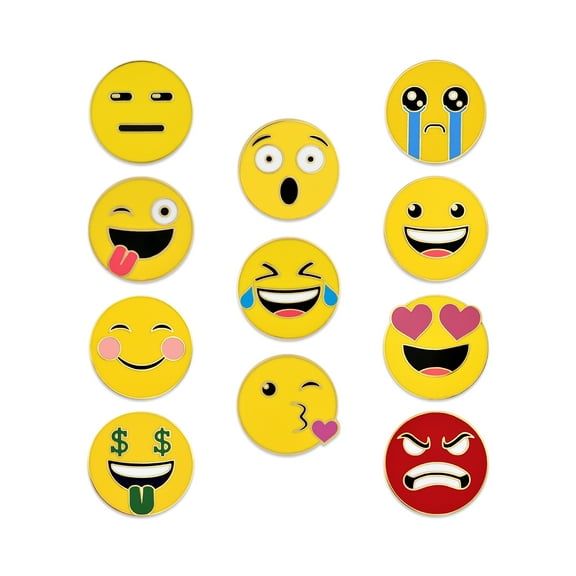 PinMart's Mood Faces Emotions 11 Piece Lapel Pin Bundle Set