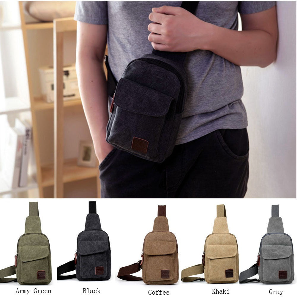 Men Women Canvas Crossbody Shoulder Chest Cycle Sling Bag Daily Travel ...