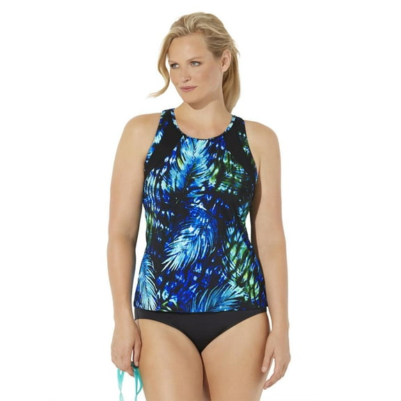 Swimsuits for All Chlorine Resistant High Neck Racerback Tankini Set