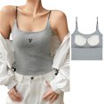 thumbnail image 2 of LYMAYTER F Female Tank Tops for Women Summer Fall Solid Color Cami Tops Spaghetti Strap Leisure Camisole, 2 of 8