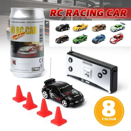 Mini Rc Car - 1:58 Multicolor Mini Coke Can RC Radio Remote Control Racing Car Gift For Kid Sport Racing Car w/ 27MHz Remote Controller