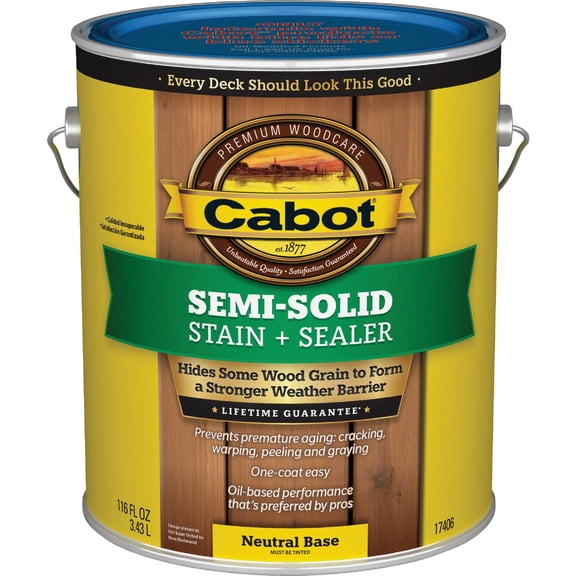 Cabot Creamery Exterior Stain Semi-Solid Neutral - Oil-Based, Semi-Gloss, Gallon — Exterior Wood Surfaces, UV-Resistant Formula