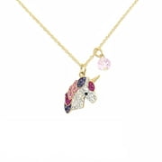 Brilliance Fine Jewelry 14KT over Sterling Crystal Unicorn Necklace
