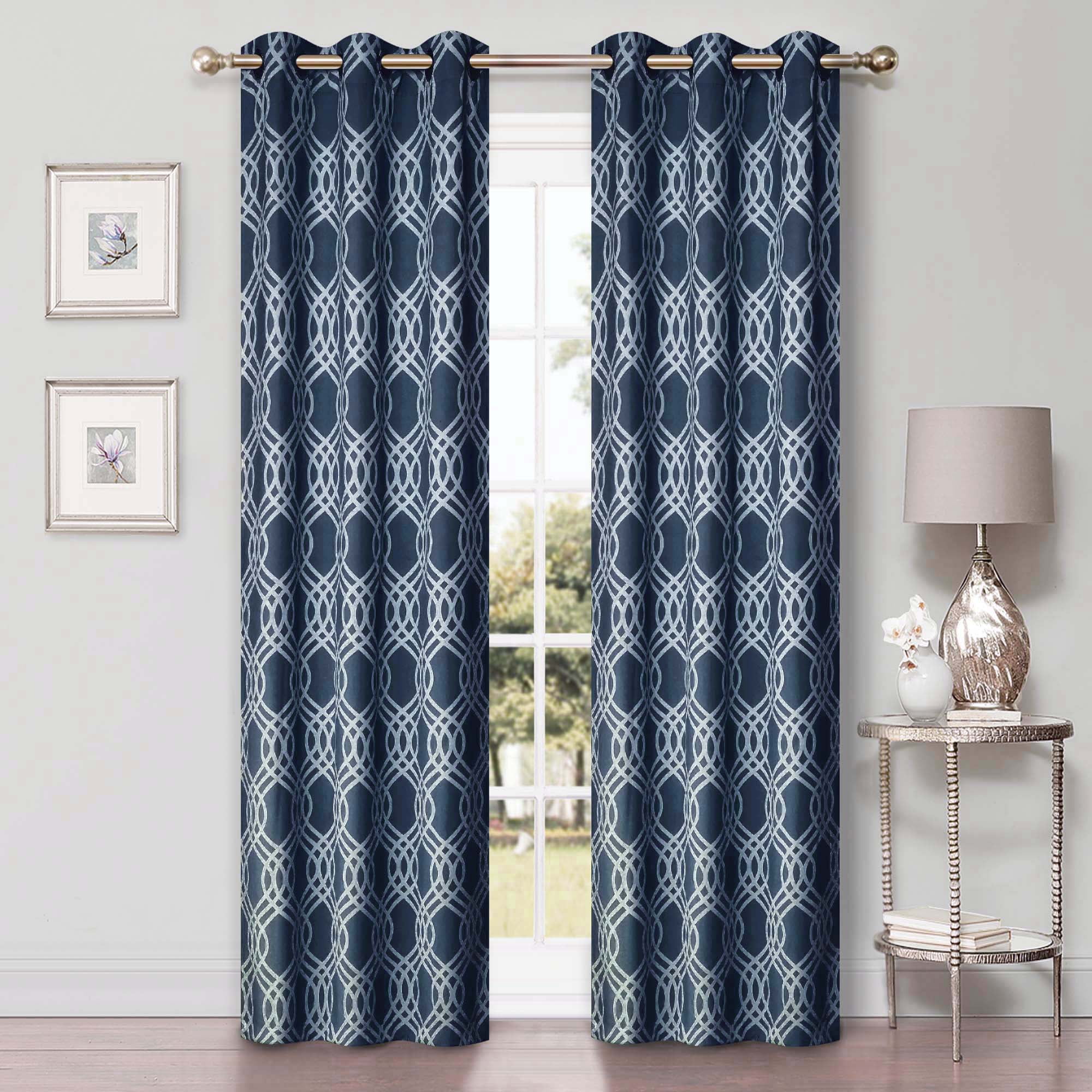 Superior Ribbon Blackout Curtains Set of 2, Rod Pocket Cutain Panel Pair, Grey, 26"W x 63"L