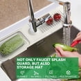 thumbnail image 3 of Kitchen Sink Splash Guard Behind Faucet 24 x 5.5 Inch. Faucet Handle Drip Catcher Tray, Longer Silicone Sink Faucet Mat, Dish Soap Sponge Holder for Bathroom, Farmhouse, Bar, Rv,Beige White, 3 of 5
