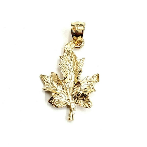 New 14k yellow gold solid maple leaf pendant charm gift fine jewelry 1.4g