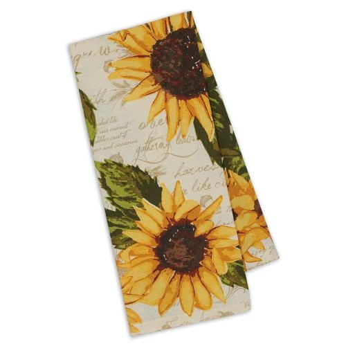 Set of 2 New 100% Cotton Kitchen Towels “Live Simply” Mason Jar & Sunflowers