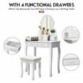 thumbnail image 2 of Gymax Makeup Dressing Vanity Table Set w/ Mirror 4 Drawers Wooden Stool White, 2 of 7