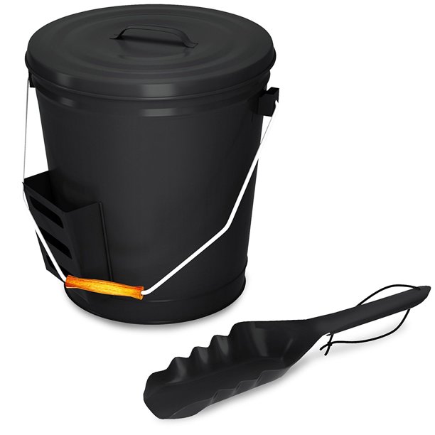 Ash Bucket, 4.75 Gallon Steel, Black