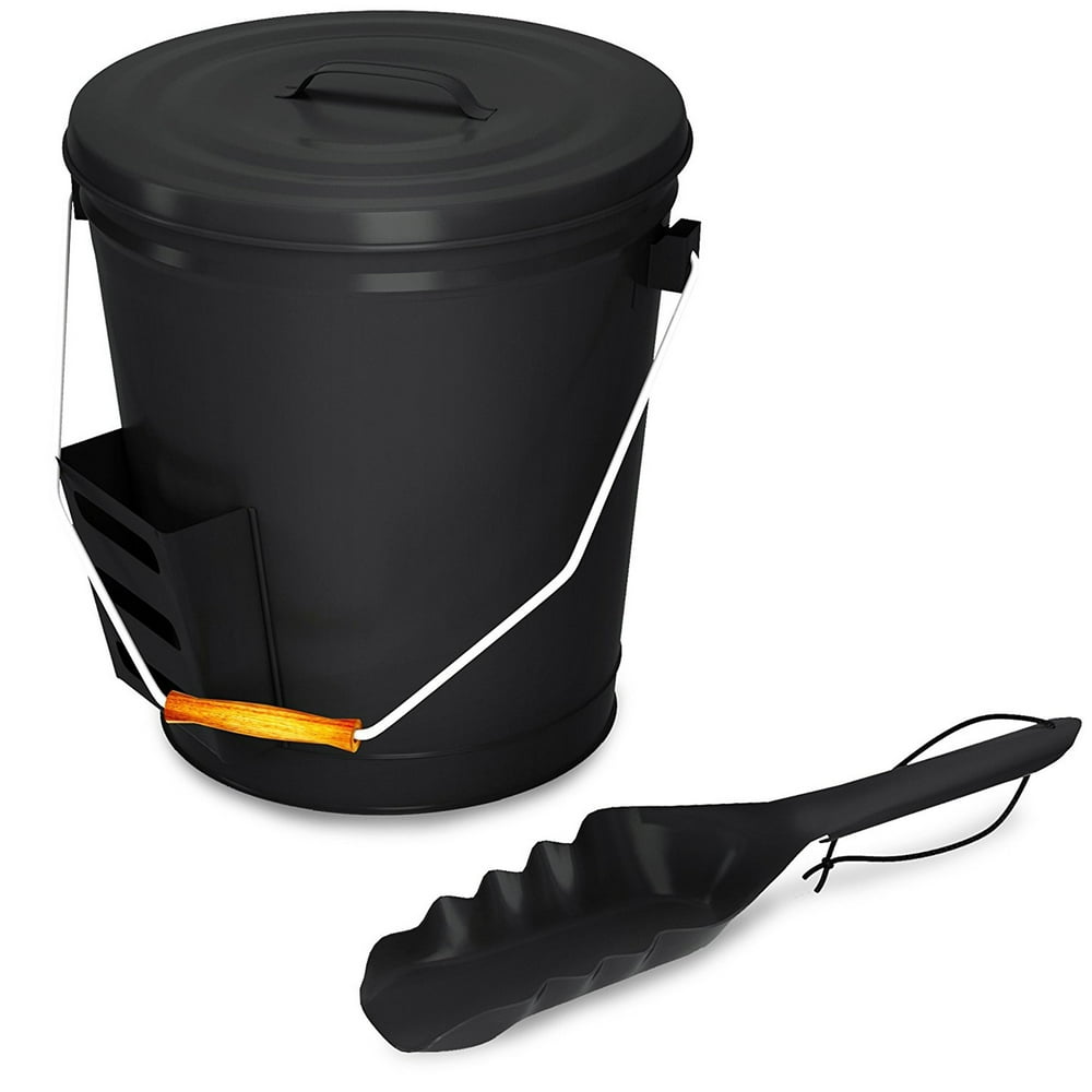 Ash Bucket, 4.75 Gallon Steel, Black