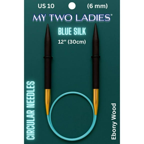 Blue Silk | 12" Circular Knitting Needles | Ebony | 9 Sizes