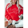 thumbnail image 2 of Women's Red Christmas Holly Jolly Rhinestone Letter Graphic Sweatshirt | [ZhiHiMeRi] | (US 20-22)2XL, 2 of 5