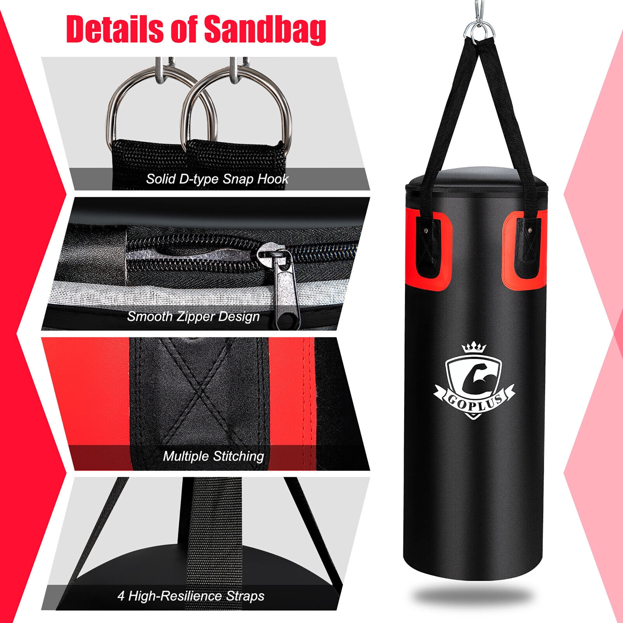 Gymax 56Lbs Filled Punching Bag Set Kickboxing MMA Thai Training w/ Hand Wraps Hanger
