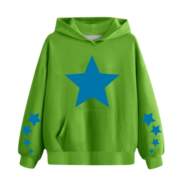 cfhntfmh Chandail pour Enfants Filles Garçons Tendance Étoile Imprimé Manches Longues chandail Doux Col Rond Surdimensionné