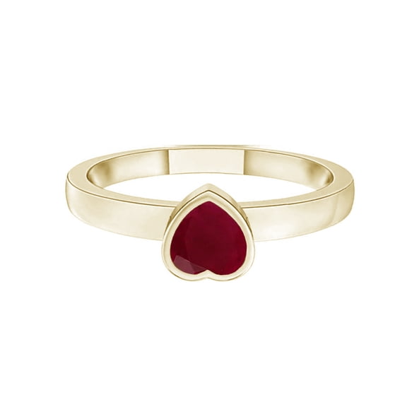 Heart Shape Red Ruby Promise Ring 925 Silver Yellow Gold Plated Women Jewelry
