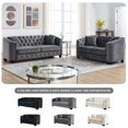 thumbnail image 3 of BUIORD 2 Piece Chesterfield Sofa, 77" Velvet 3 Seater Sofa + 59" Velvet Loveseat for Living Room, Upholstered Tufted Couch with Nailhead Arms, Gray, 3 of 5
