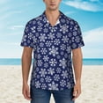 thumbnail image 2 of Disketp Snowflakes On Dark Blue Hawaiian Shirts for Men,Mens Casual Short Sleeve Button Down Shirts Beach Shirt,XX-Large, 2 of 7