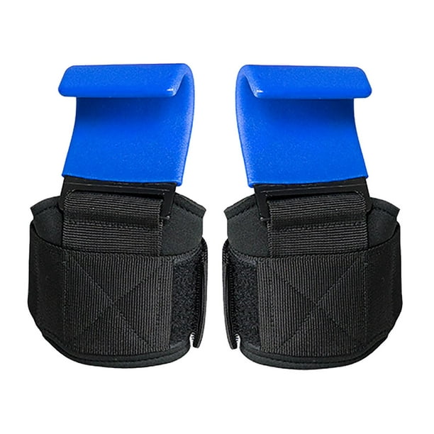 Weight Lifting Hooks Wrist Wraps Adjustable Grips Straps Gloves for  Deadlift Blue 