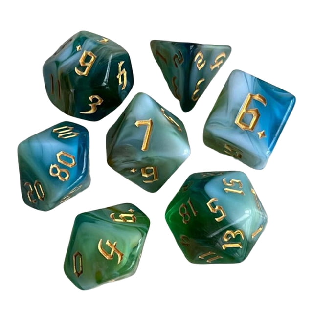 7 dados poliédricos acrílicos para juegos familiares, DND, RPG, MTG, juegos de mesa para adultos B