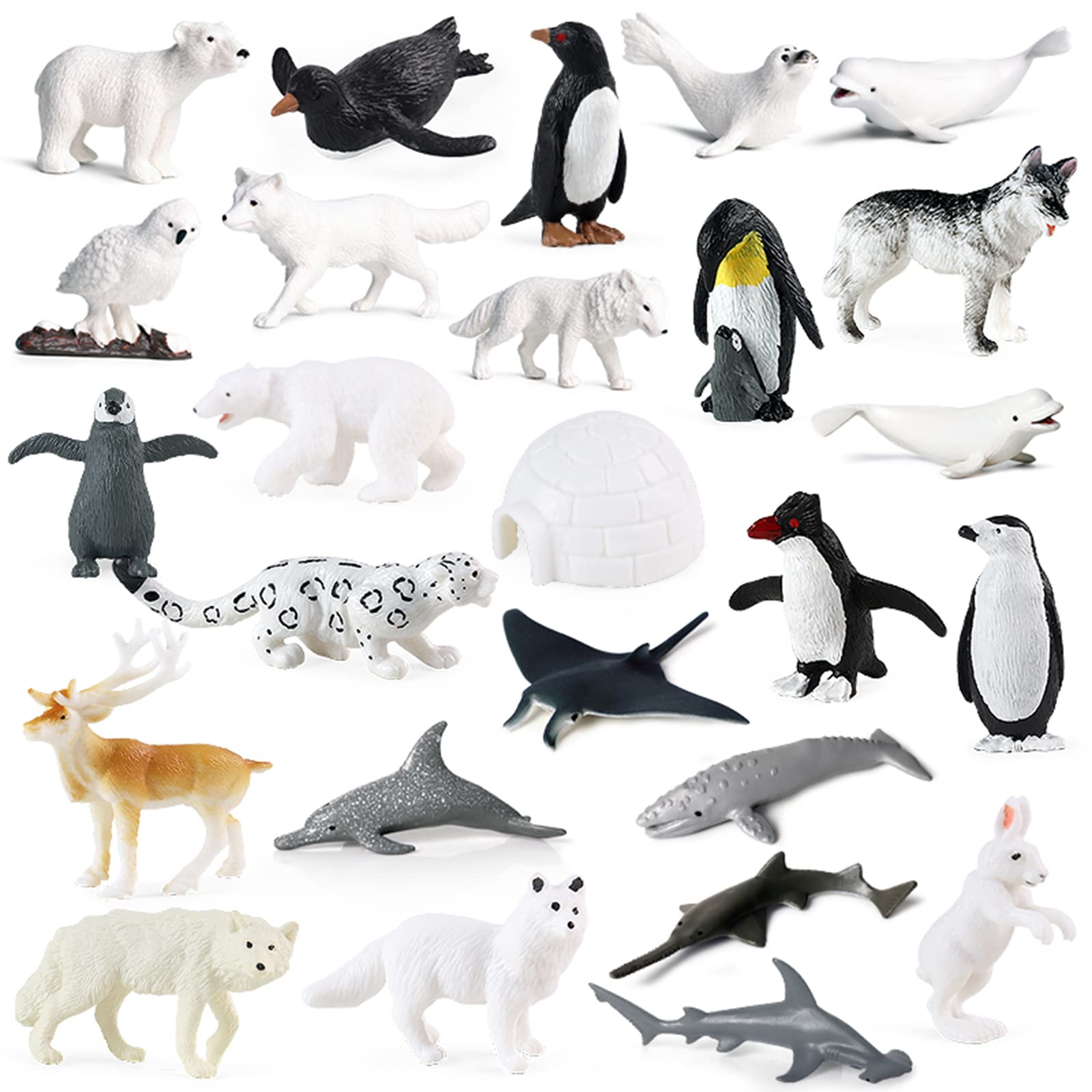 26PCS Mini Sea Animal Figures, Realistic Arctic Ocean Animals Figurines