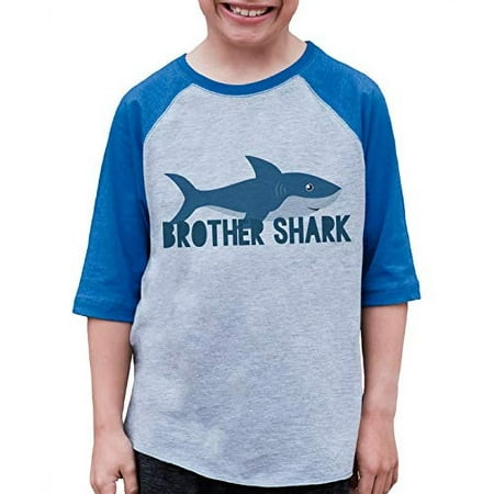 

7 ate 9 Apparel Boy s Brother Shark Blue Baseball Tee