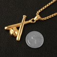thumbnail image 5 of HZMAN Baseball and Baseball Bat Cross Sports Stainless Steel Pendant Necklace 24'' Chain (Gold), 5 of 7