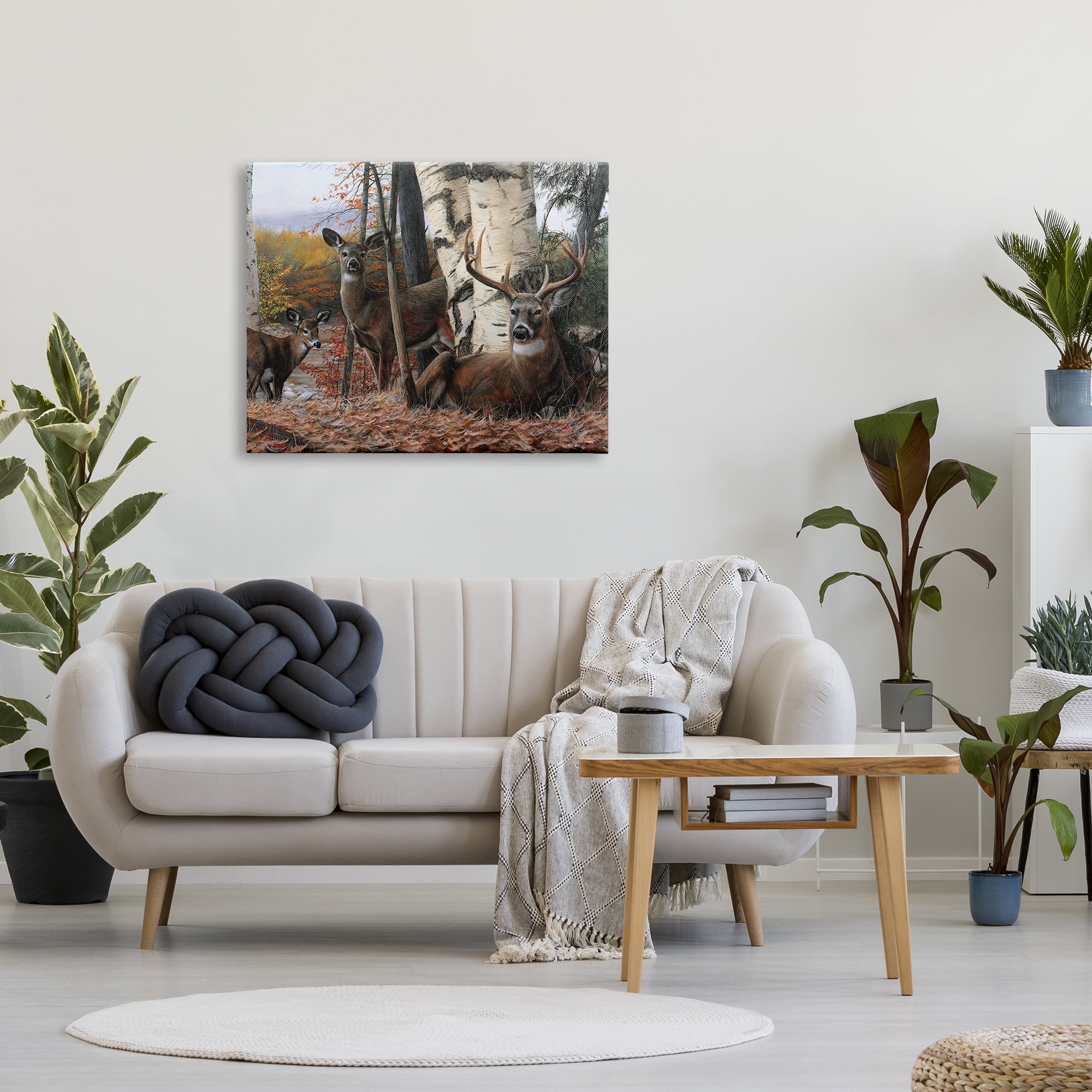Stupell Industries Elk Family Woodland Foliage Animals & Insects Painting Gallery Wrapped Canvas Print Wall Art, 40 x 30