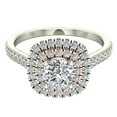 thumbnail image 4 of 0.90 CT TW Cushion Halo Diamond Engagement Ring Rose Gold Highlight 14K White Gold (G,I1), 4 of 5
