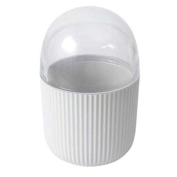 BRIGHTFUFU Caja de almacenamiento de hisopos de algodón creativos Organizador de almacenamiento de bote de bastoncillos de algodón a prueba de polvo moderno con tapa para el hogar (blanco)