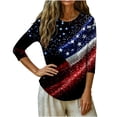 thumbnail image 5 of Zivyakyron Patriotic Tshirts Shirts for Women 4th of July Summer Sequin Womens Top Loose Casual 3/4 Sleeve Clothes, 5 of 7