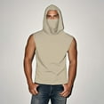 thumbnail image 6 of Xfvqtps Mens Sleeveless Tops with Face Neck Mask Hoodie Pullover Cooling Sun Protection Solid Color Breathable Lightweight Summer Shirts Beige, 6 of 8
