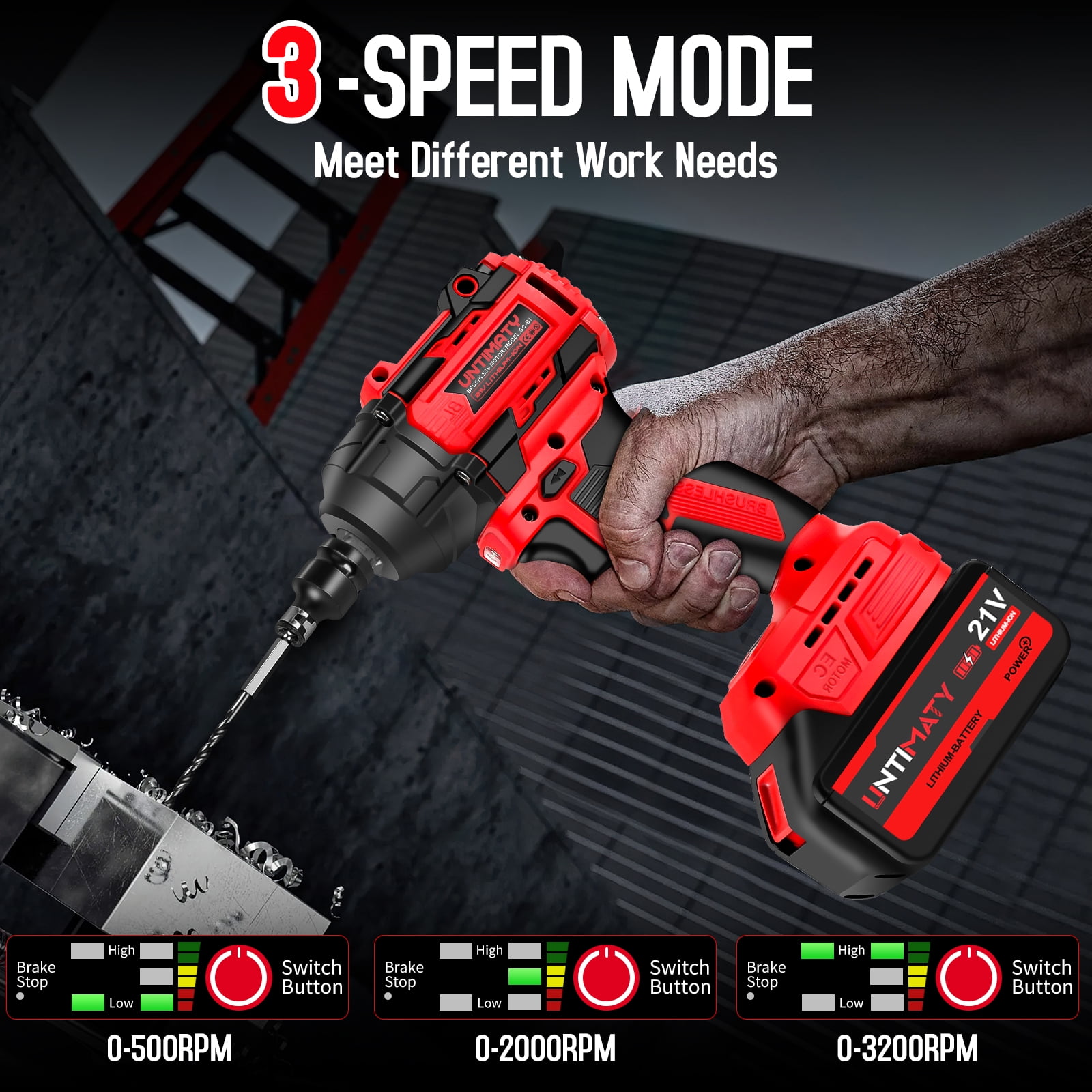 UNTIMATY Upgraded Brushless Impact Wrench 650Nm, Impact Gun 1/2'' with 4.0Ah Batteries, 9 Sockets, 8 Drills & 6 Screws