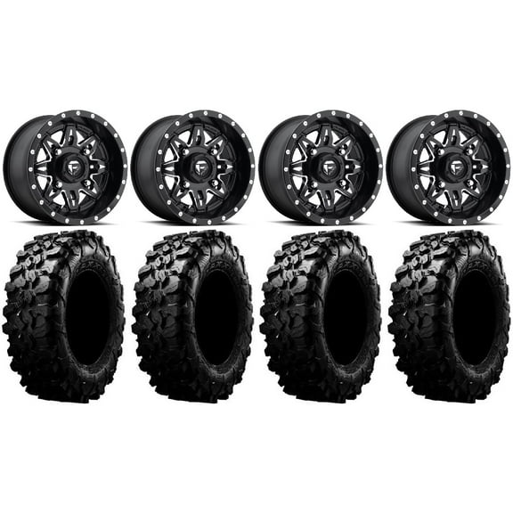Fuel Lethal Black 15" Wheels 29" Carnivore Tires Kawasaki Mule Pro FXT