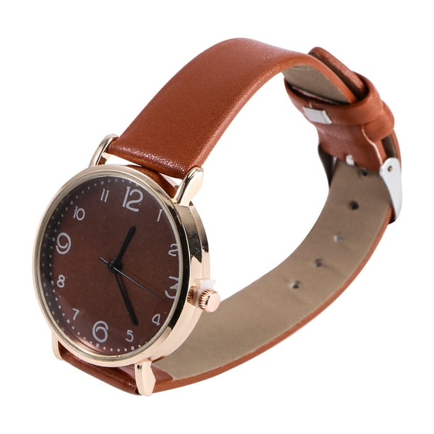 EeaseMX Reloj informal de cuarzo con correa de piel sintética para mujer (marrón)