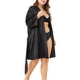 thumbnail image 4 of VSNOW Women's Plus Size Silk Satin Robe Kimono Bridesmaid Nightgown Sleepwear Lingerie, 4 of 8