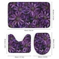 thumbnail image 3 of Purple Flower 4 Pcs Bathroom Shower Curtain Set, Bathroom Sets with Rugs (Bath Mat, U Shape and Toilet Lid Cover Mat) and 12 Hooks,, 3 of 4