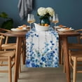 thumbnail image 2 of Spring Blue Floral Table Runner - 48 Inch Long, Kitchen Dining Table Runner Dresser Scarves, Farmhouse Weeping Floral Leaves Wood Farmhouse Decor for Coffee Tables Wedding Party Banquet, 2 of 8