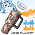 thumbnail image 5 of 40oz Pioneer Flower Floral Print Pattern Insulated Tumbler with Handle, BPA-Free Leak Proof Lid and Straws, Double Wall Vacuum, Hot 12h/Cold 34h, 5 of 6