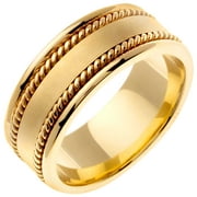 14K Gold Rope Edge Braid Handmade Comfort Fit Men's Wedding Band (8mm)