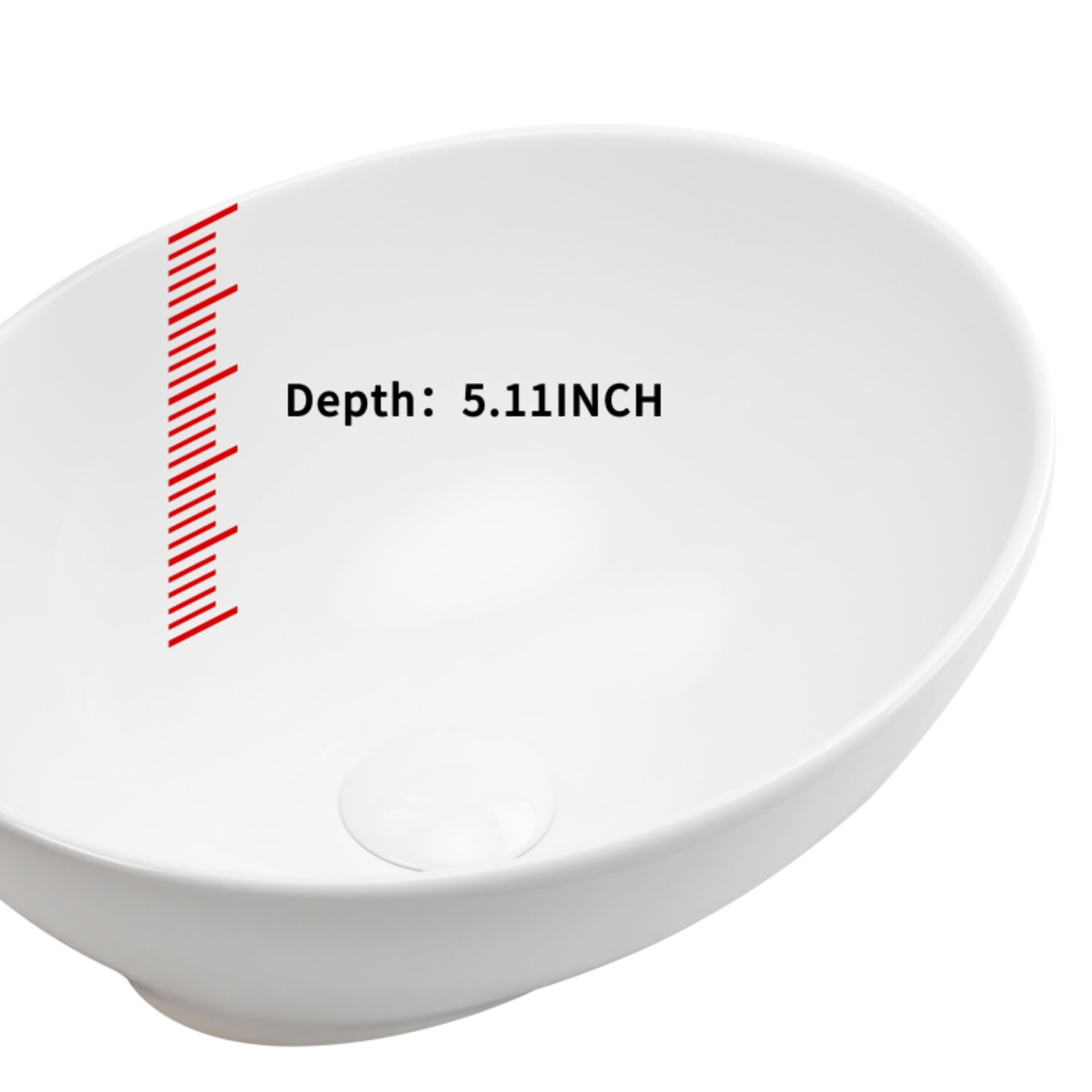 Oval Vessel Sink 16" x 13" Countertop Bathroom Sinks Modern Egg Shape Above Counter White Ceramic Small Sink Vessel Sinks for Bathrooms