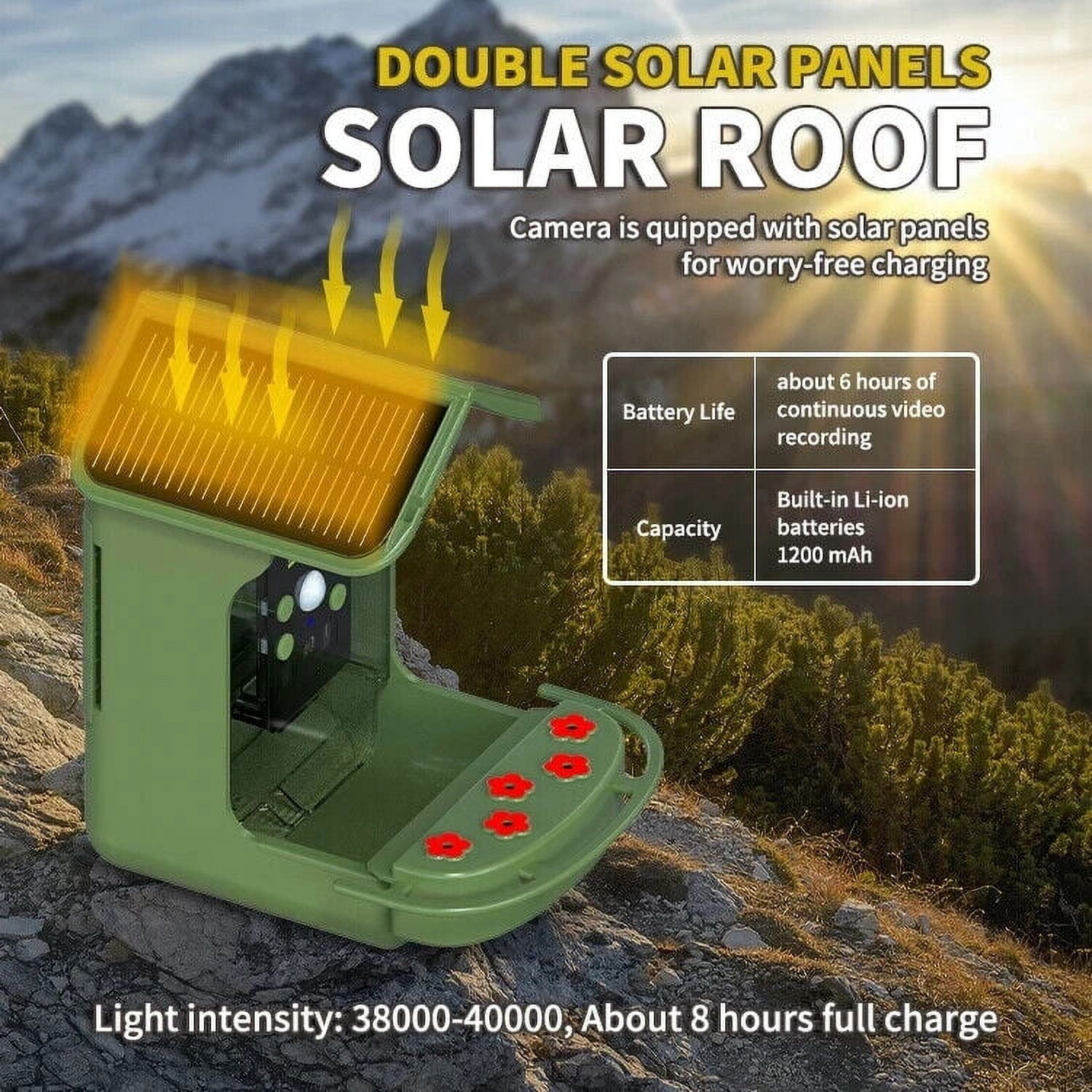 Dash ES-50W Smart Solar Bird Feeder with 1080p FHD Camera, Green
