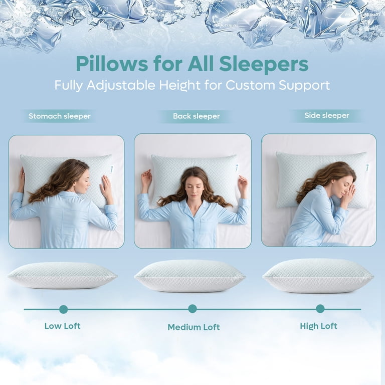 Bestier Cooling Memory Foam Pillow, Queen Size, Adjustable photo 5