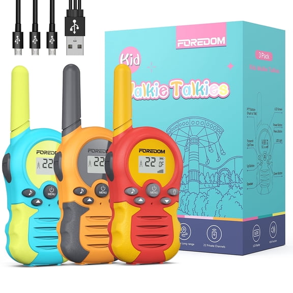 FOREDOM FD688 Rechargeable Walkie Talkies for Kids with Flashlight, 3 Pack