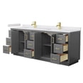 thumbnail image 3 of Wyndham Collection Miranda 84" Wood Double Bathroom Vanity in Gray/Brushed Gold, 3 of 6