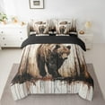 thumbnail image 2 of Manfei Vintage Bear Twin Bedding Sets 7pcs, Woodland Animal Bedding Comforter Set, Grunge Watercolor Wildlife Sheet Sets, Ultra Soft Home Decor, 2 of 8