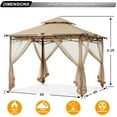 thumbnail image 4 of ABCCANOPY 9'x9' Patio Gazebo With Mosquito Netting and Double Soft Roof Canopies for Shade and Rain,Khaki, 4 of 9