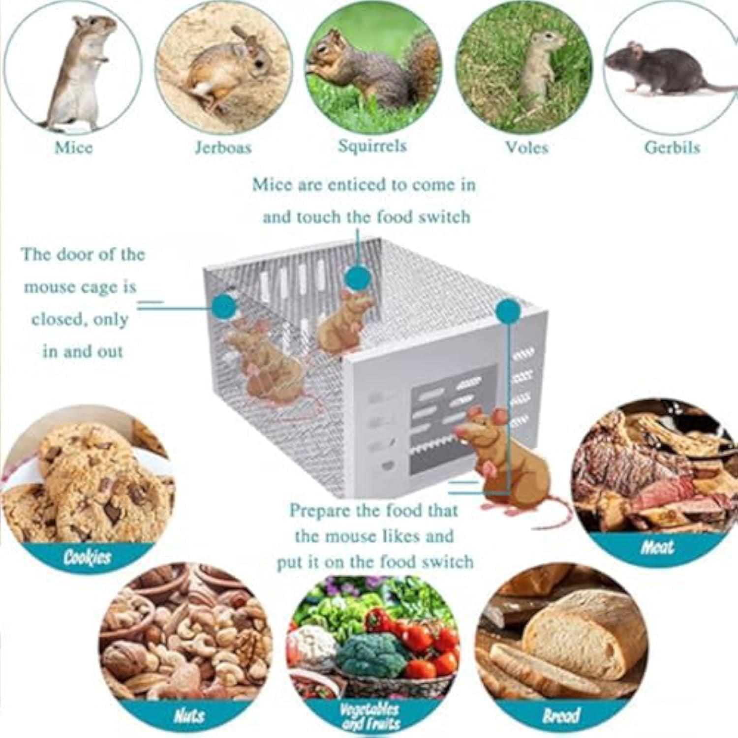 Mouse Trap, Stainless Steel Mouse Trap, Mouse Traps Indoor for Home, Stainless Steel Automatic Mousetrap, Long-Lasting Continuous Mouses Traps, Mouses Traps Cage
