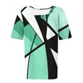 thumbnail image 4 of fanshangmao Summer Short Sleeve Tops for Women Trendy Summer Tops for Women Trendy Round Neck Shirt Color Block Shirt Women Tops Casual, 4 of 5