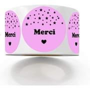 Merci French Thank You Label Stickers Pink Thank You Envelope Seals - 500 Pcs 2 Inch (Pink, 2 inch)