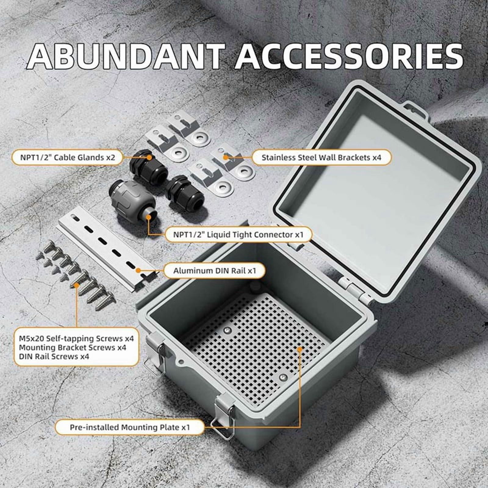2X Outdoor Electrical Box IP67 Outdoor Waterproof Distribution Box Outdoor Hinge Power Box Waterproof Junction Box